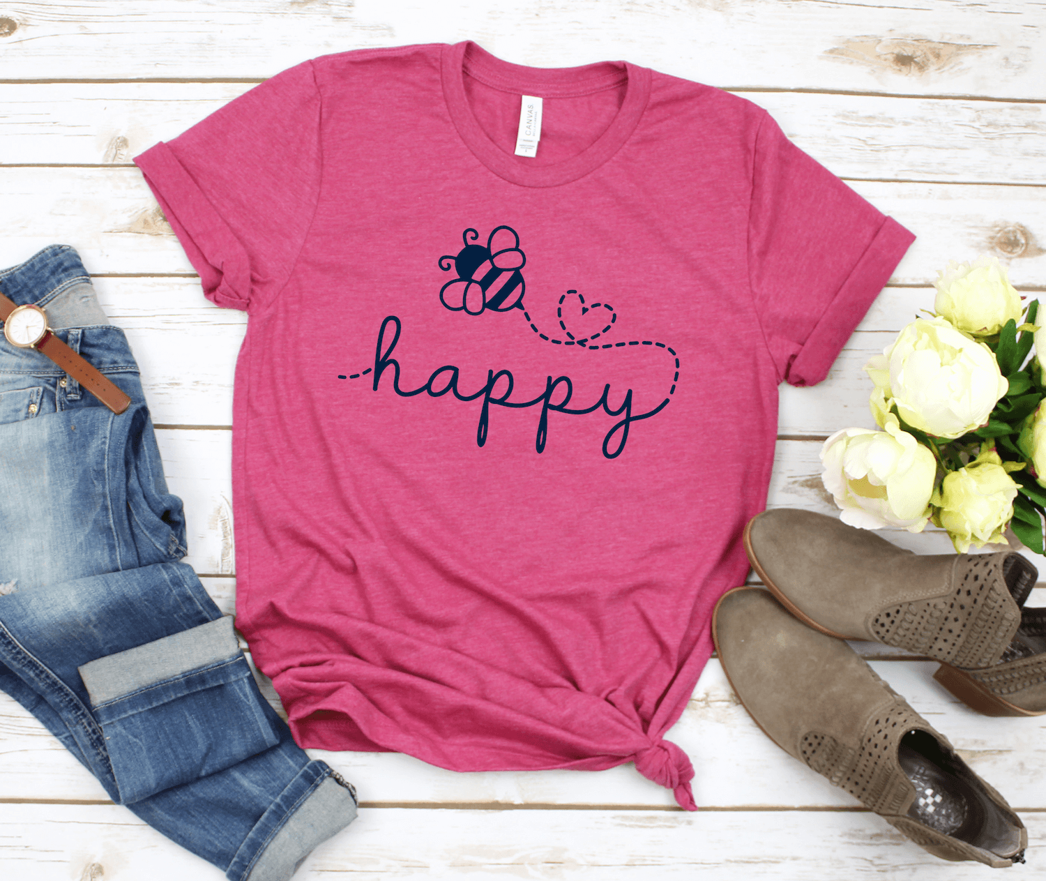 Bee Happy Short Sleeve Shirt Hope Doves Bee Happy Short Sleeve Shirt Hope Doves
