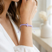 Load image into Gallery viewer, Purple Braided Cross Bracelet
