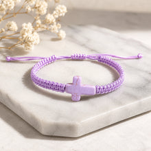 Load image into Gallery viewer, Purple Braided Cross Bracelet
