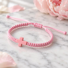 Load image into Gallery viewer, Pink Braided Cross Bracelet
