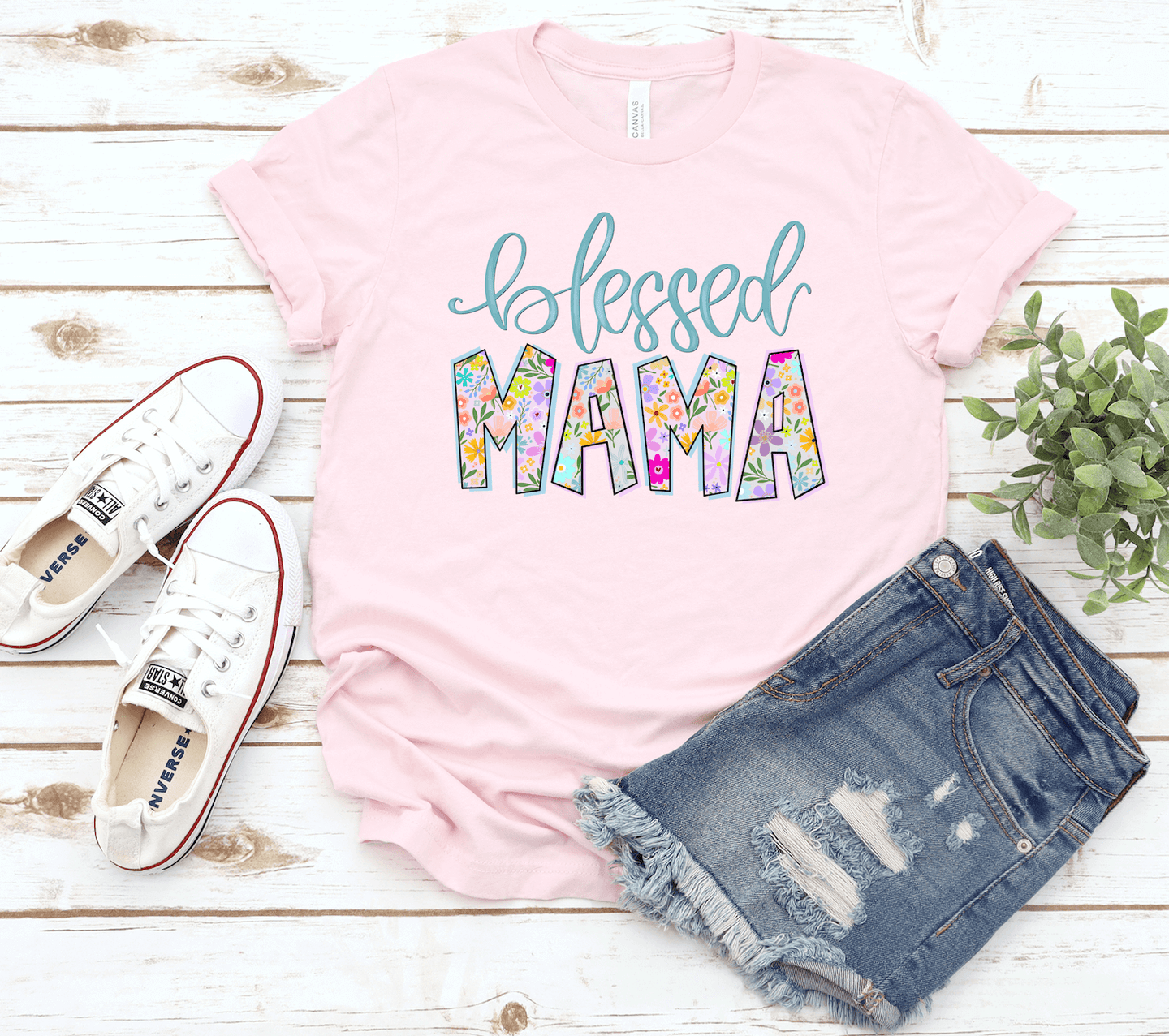 Blessed Mama Colorful Short Sleeve Shirt