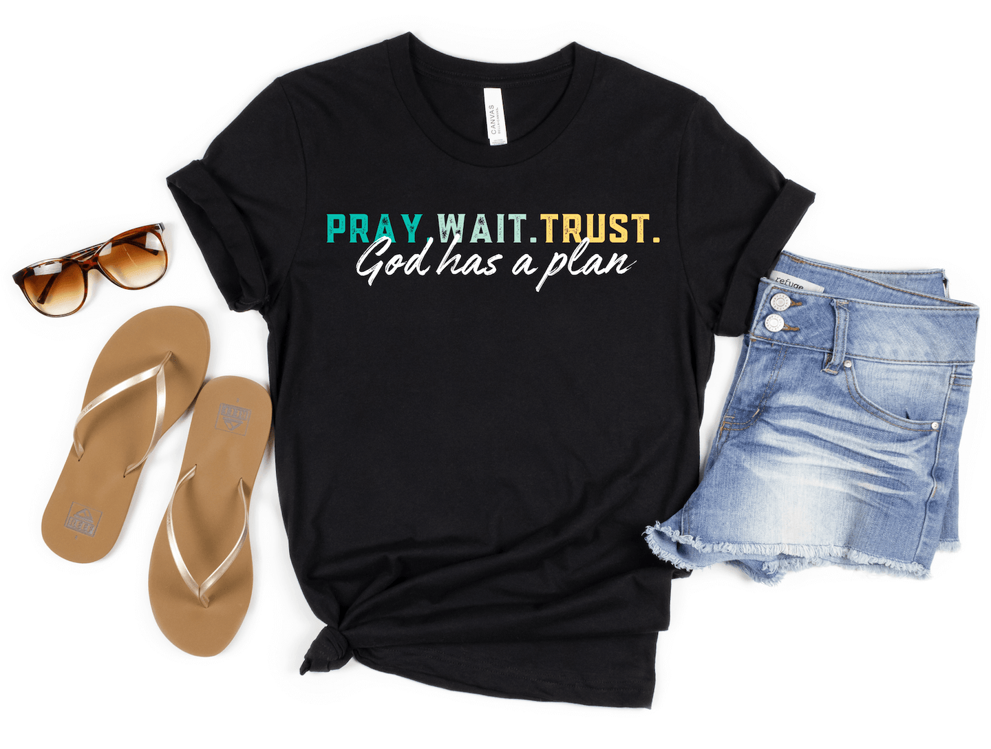 Pray Wait Trust Colorful Short Sleeve Shirt